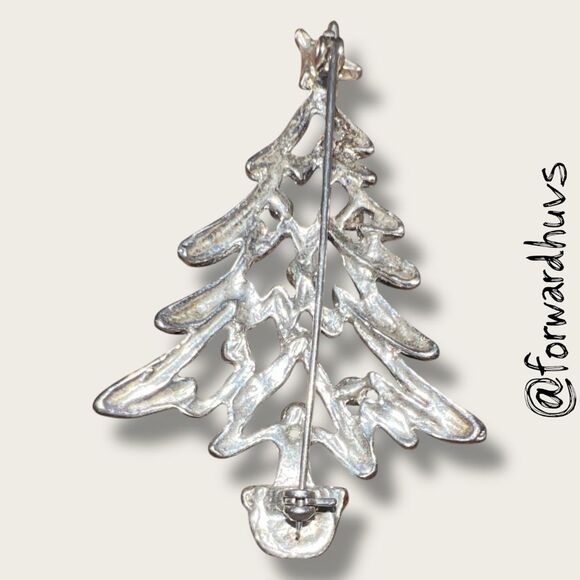 Bundle Sale 3 for $15 | Vintage Silver-Tone Christmas Tree Brooch - Picture 6 of 8